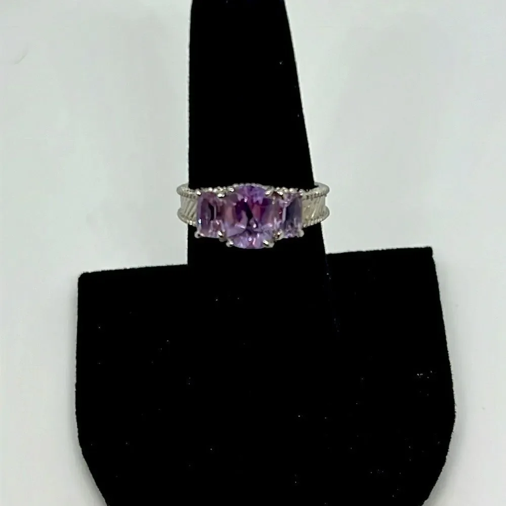 Beautiful Vintage Silver Ring With Purple Stones